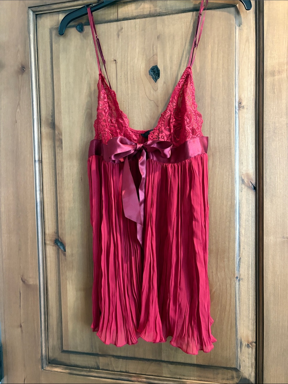 Victoria's Secret Red Lace & Satin Bow Chemise